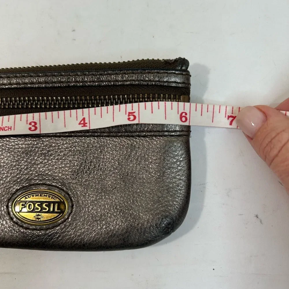 Fossil Metallic Leather Pouch 6” x 3.5”